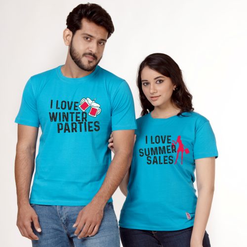 I Love Winter Parties Couple T-shirts